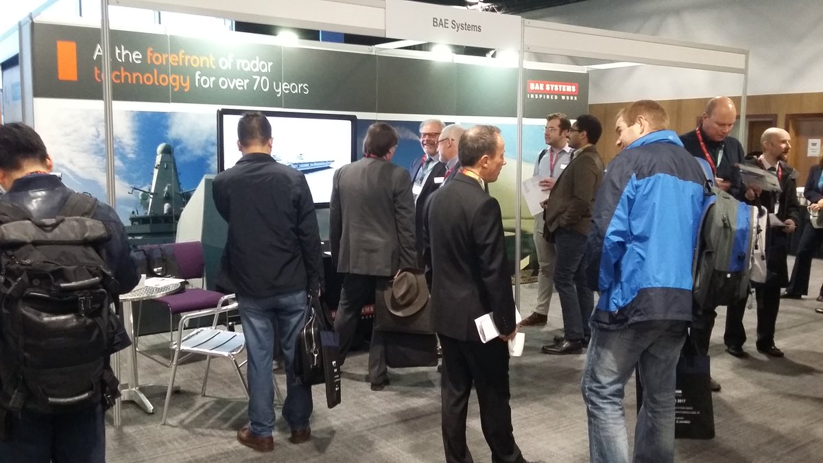 BAES_Maritime's tweet photo. Lots of interest in our stand @IETevents where one of our directors is about to make his keynote speech on future radar #IETradar #Belfast https://t.co/AdGWrT1U5T