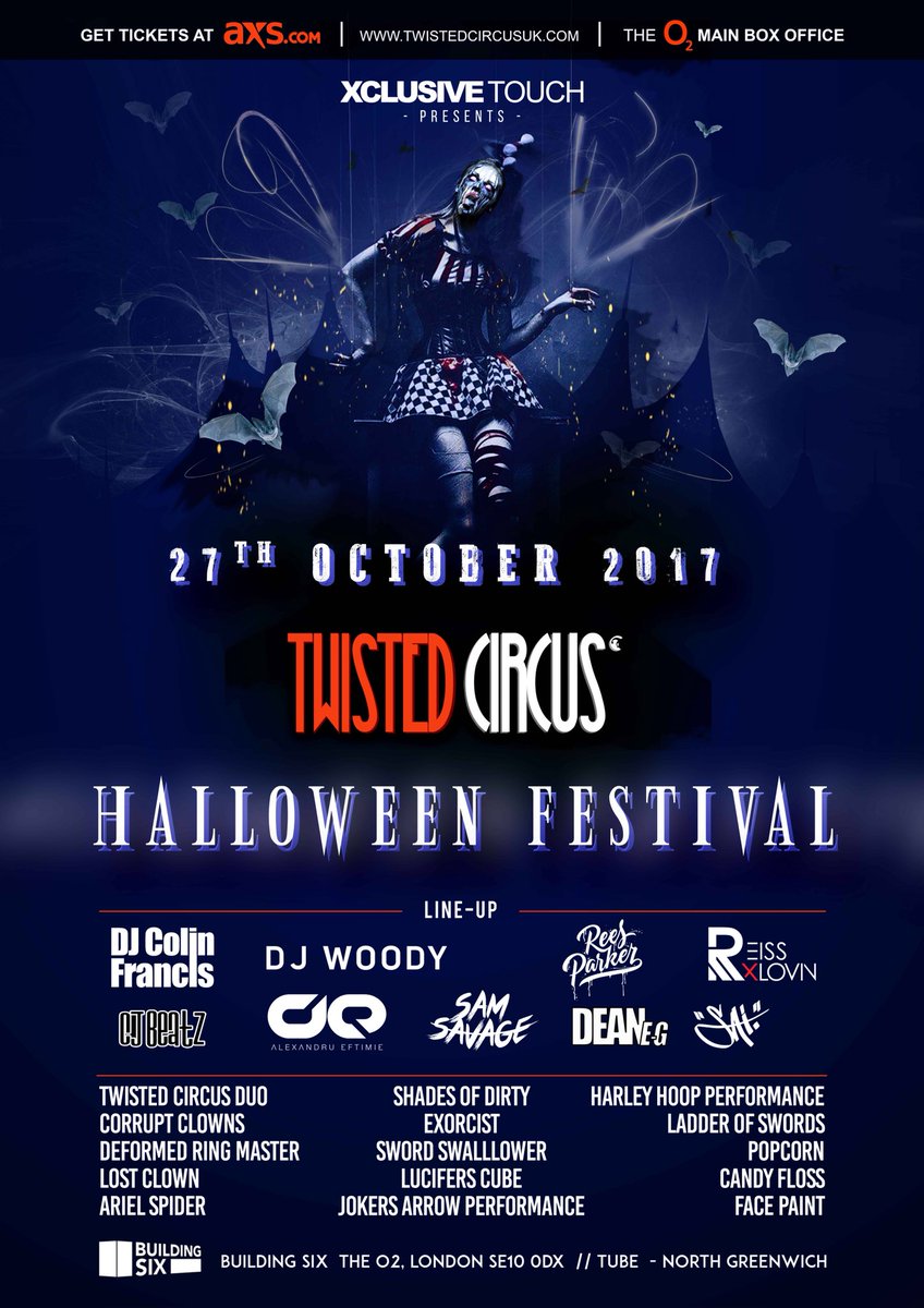 DJColinFrancis's tweet image. This Friday!!! @TwistedCircusUK If you have never been then come and Experience one of the Best Shows for Halloween @TheO2 #BuildingSIX 👻