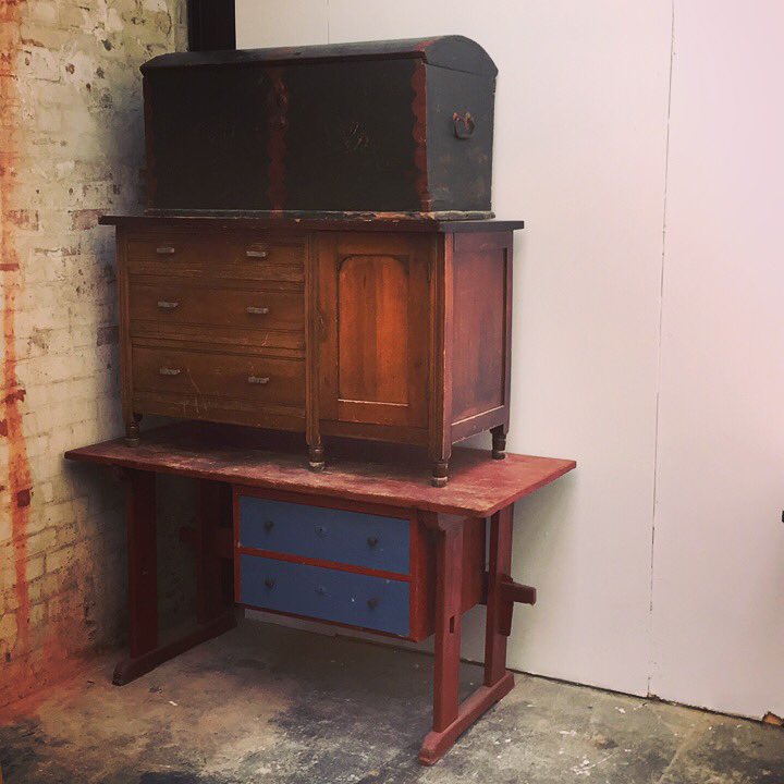 Push_Pull_Store's tweet photo. Some bigger pieces going cheap // Antique Marriage Trunk, Victorian Shop Counter &amp; Danish Workbench https://t.co/St6ePlfYVx