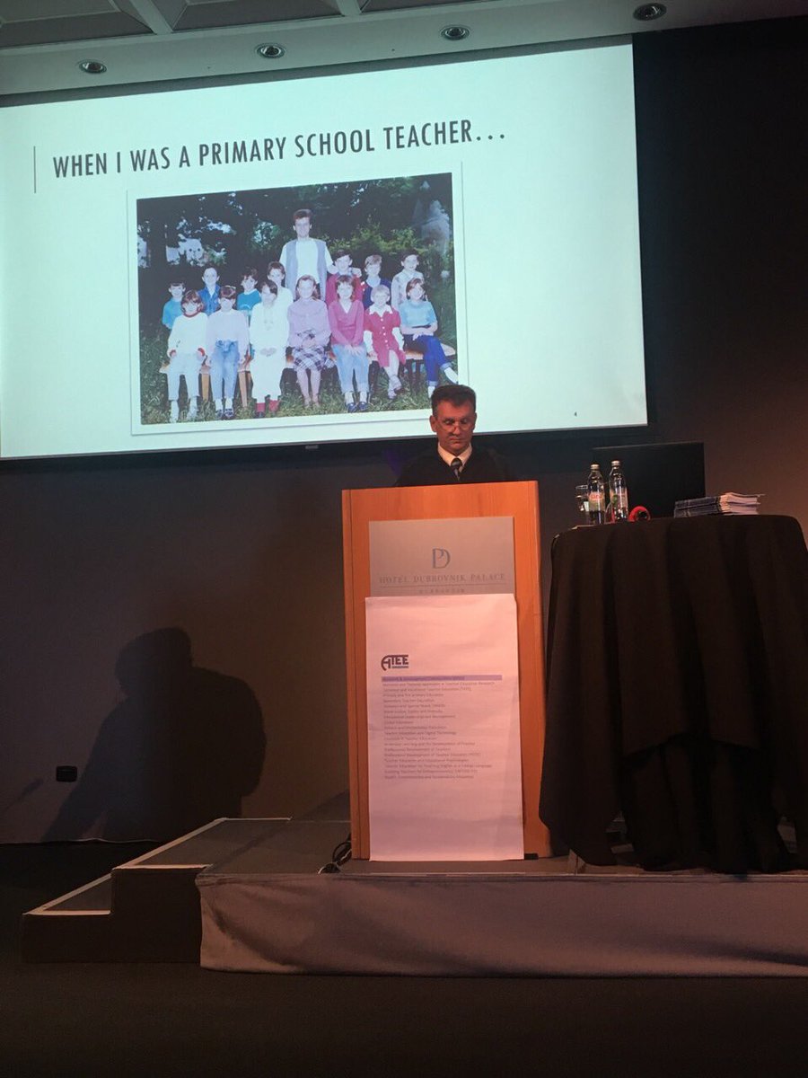 ATEE2017's tweet photo. Our third Keynote speaker Branko Bognar is presenting "Changing teaching practices though creating communities of critical friends and action researches" #ATEE2017#Dubrovnik https://t.co/aTKa6nem6T