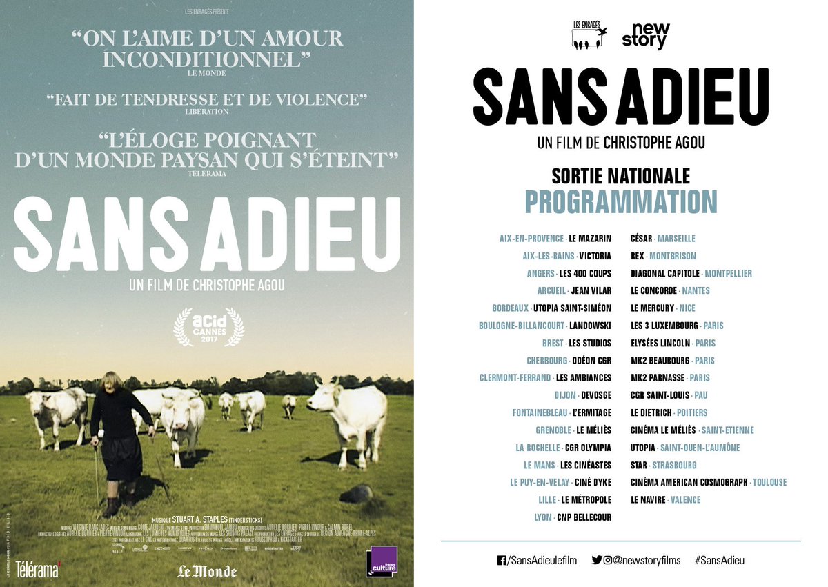 🎟️ SORTIE 🎟️
#SansAdieu est en salles aujourd'hui ! La liste des villes de première semaine est à découvrir ci-dessous :