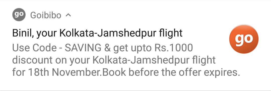 leavetheroad's tweet image. I wonder how @goibibo is gonna give me discounts on a flight that doesn&apos;t exist. #facepalm #automationfails