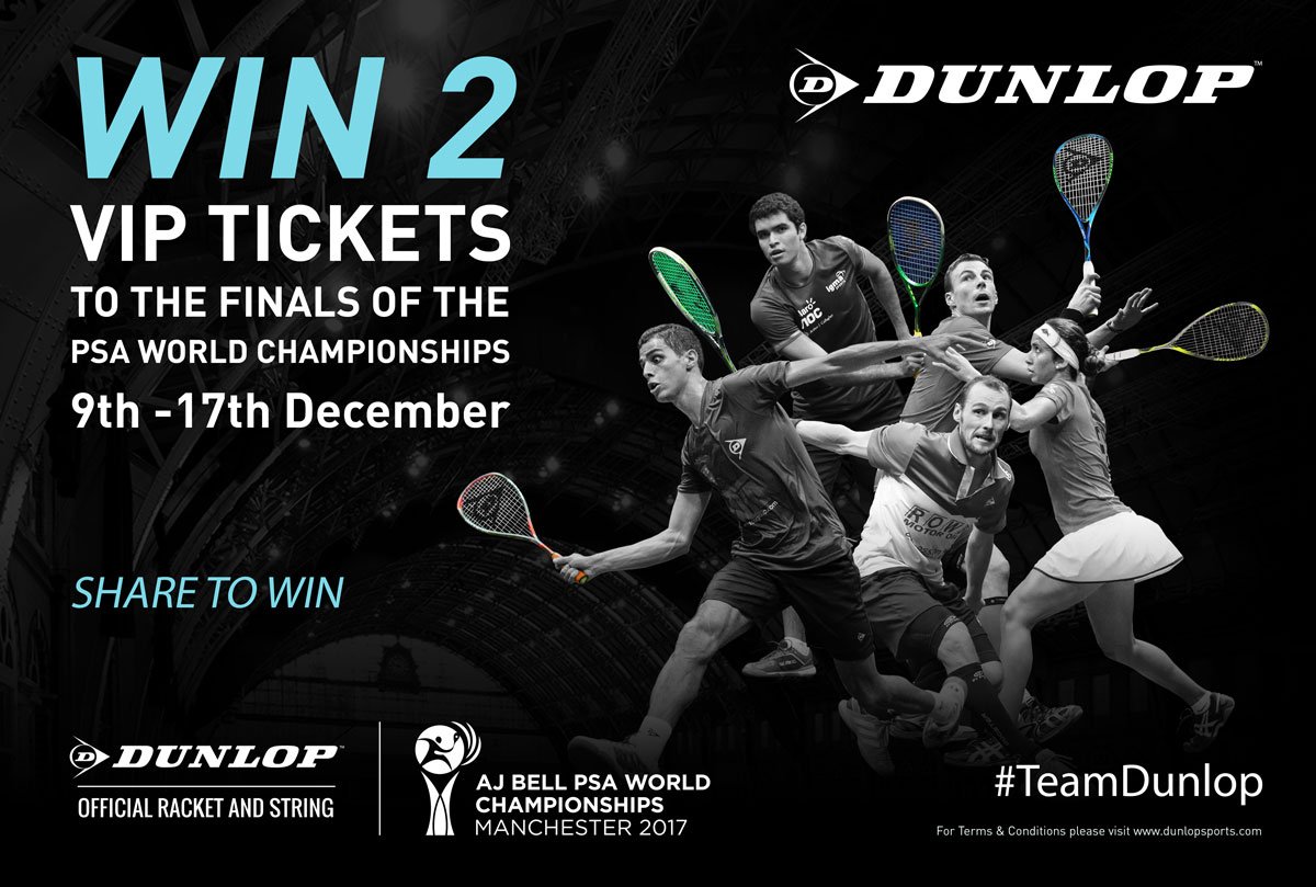 COMPETITION. Win 2 VIP Tickets to the <a href="/PSAWorldChamps/">PSA World Championships</a> FINAL! All you have to do is RT this post! #Squash #Competition #Prize #TeamDunlop