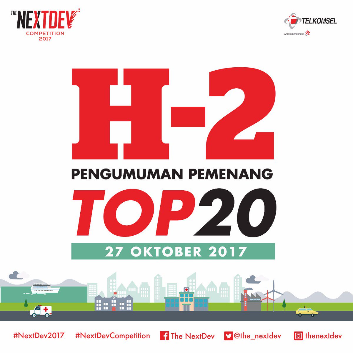 NextDev_id's tweet photo. H-2 menuju pengumuman TOP 20 #NextDevCompetition ! Stay update di sosmed &amp; website #NextDev2017 ya. Cross Fingers! #TheNextDev https://t.co/6UugdlE3eq