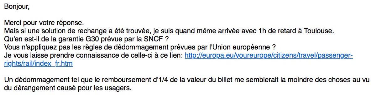 Bonjour <a href="/TERNouvelleAQ/">SNCF Voyageurs TER NOUVELLE-AQUITAINE</a> , j'attends toujours une réponse à mon mail. 
Merci :)