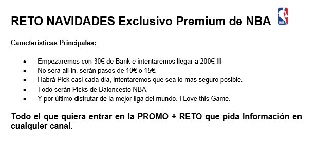 JessePICKSman's tweet photo. INFORMACIÓN RETO PREMIUM de 30€ a 200€ de NBA #NBA

👉Se sortearan 2 PLAZAS a todo el que haga RT🔁 y LIKE♥️a este tuit!! Sorteo Martes 31!!! https://t.co/UPnVXfE5uf