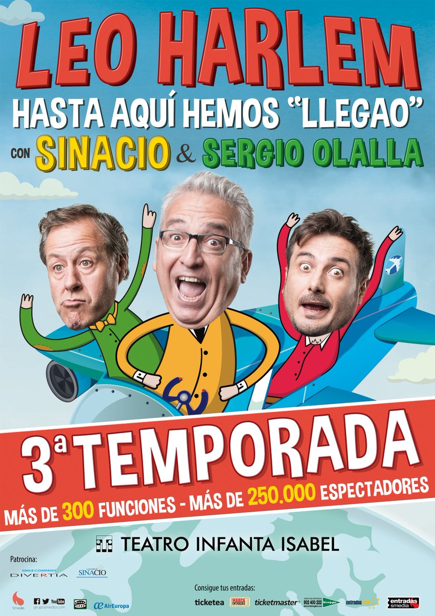 A partir del dí 1 volvemos a #madrid . os esperamos en el <a href="/TeatroInfanta/">TeatroInfantaIsabel</a> hastaaquihemosllegao.com <a href="/sinaciotv/">Sinacio</a> <a href="/olalla_sergio/">Sergio Olalla</a> #leoharlemlive
