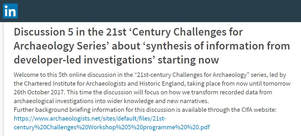 InstituteArch's tweet photo. Join the online discussion for 21st-century Challenges for Archaeology: Workshop 5 is taking place NOW via the @HistoricEngland LinkedIn page: https://t.co/Ok49Cqha6k https://t.co/pegjZJlW68