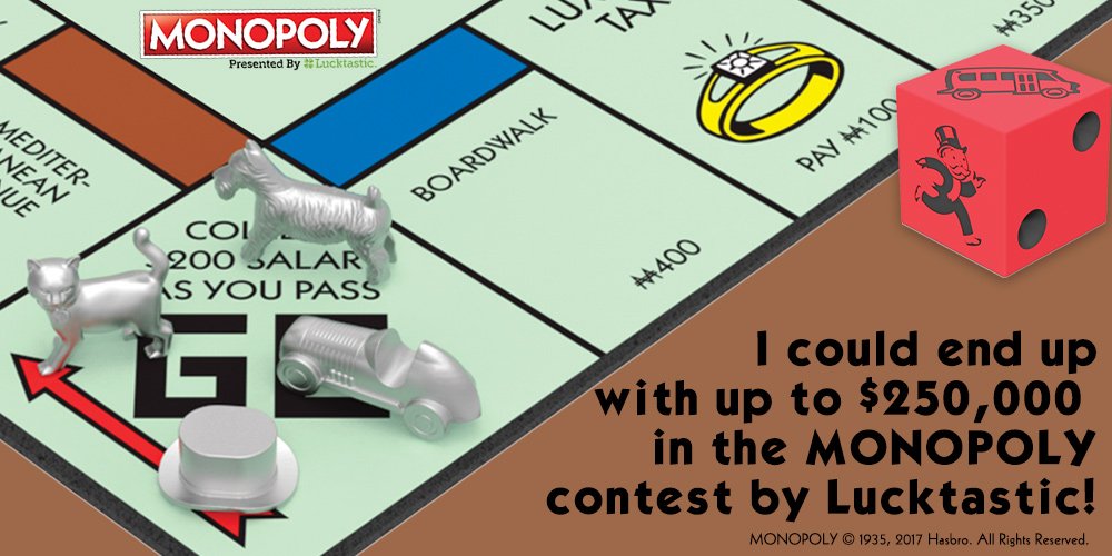 nallybrian5's tweet image. It’s your turn to enter Lucktastic’s Monopoly contest!
lucktastic.com/twShareFunnel