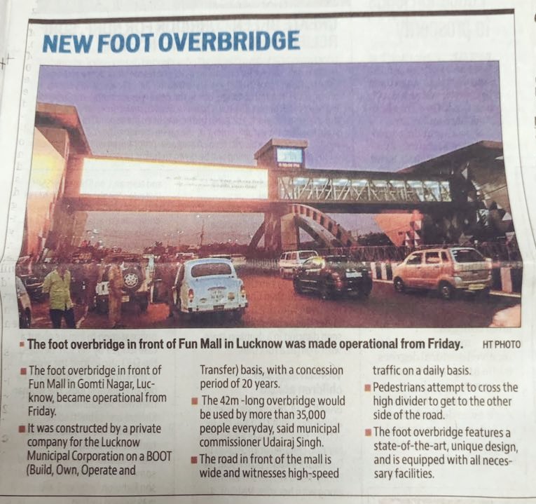 OriginsAd's tweet photo. Featured in #hindustantimes 
The swanky new Foot over bridge!
#fob #news #Digital #displays #LED #outdoor #indoor #screen #advertsing https://t.co/0K1c7qRsXQ