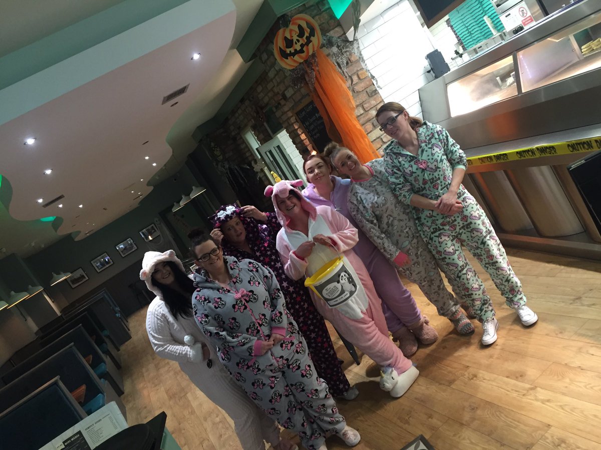 Simplybelfast's tweet photo. @NICancerFund Funsie in a Onesie at our Lisburn store yesterday. #cashforkids https://t.co/5Ofng95sv6