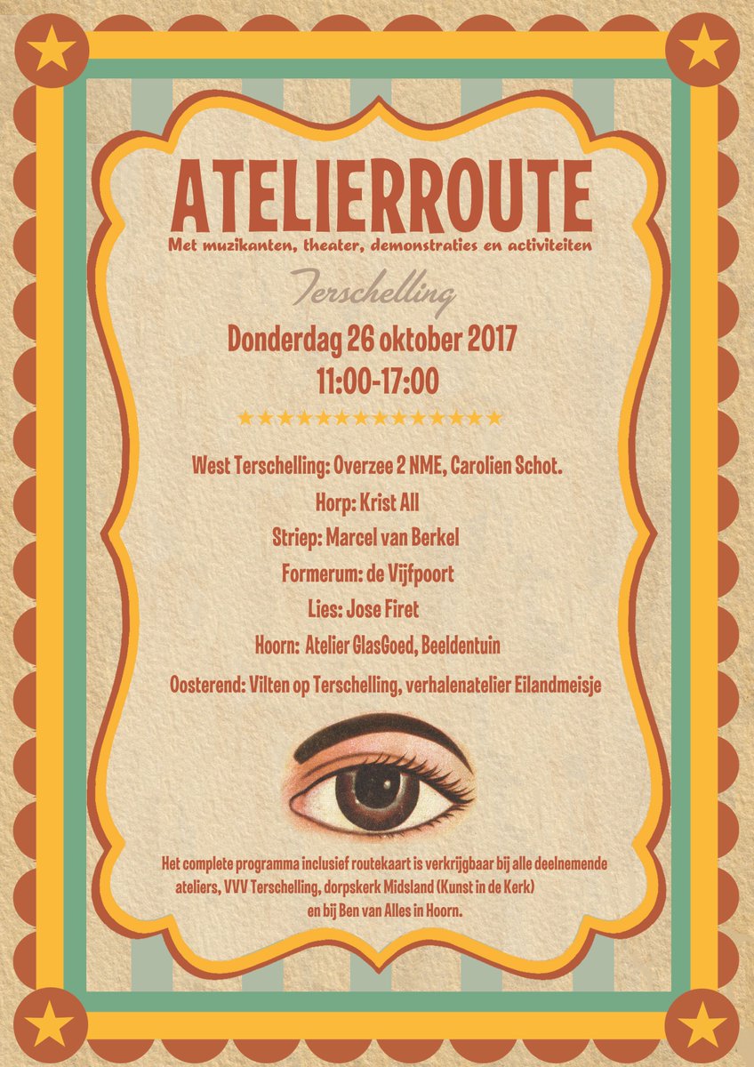 eilandmeisjeTS's tweet photo. Kom morgen ook langs in het verhalenatelier en nog 9 andere locaties tijdens de atelierroute #terscheling! #herfstvakantie #eilandtip #kunst https://t.co/s7DKmrYH2W