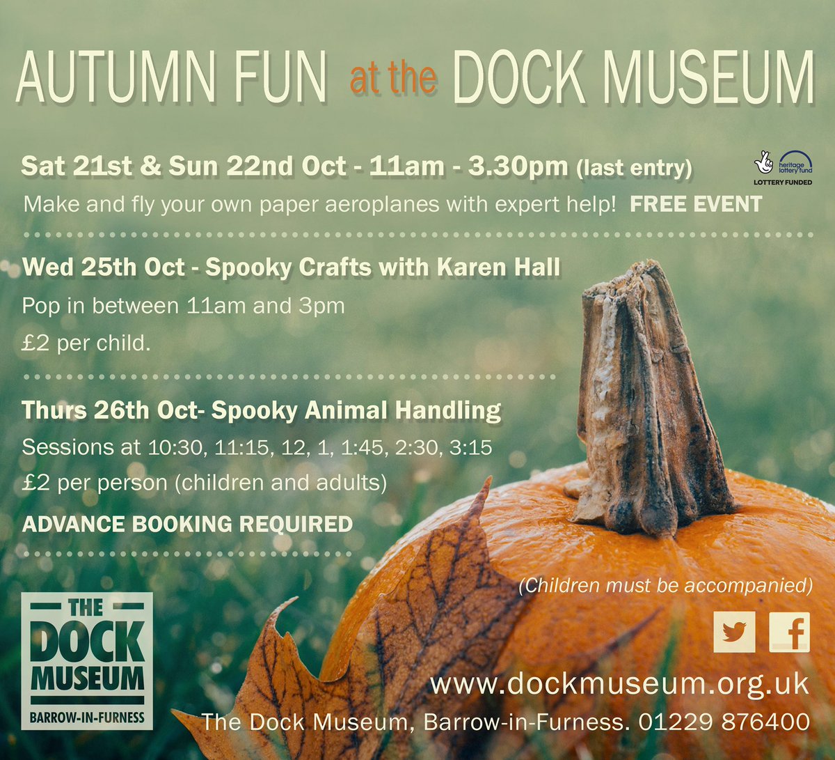 Come and visit us today between 11 - 3pm to create some Spooky Crafts. Tickets are £2 per child and must be accompanied by an adult