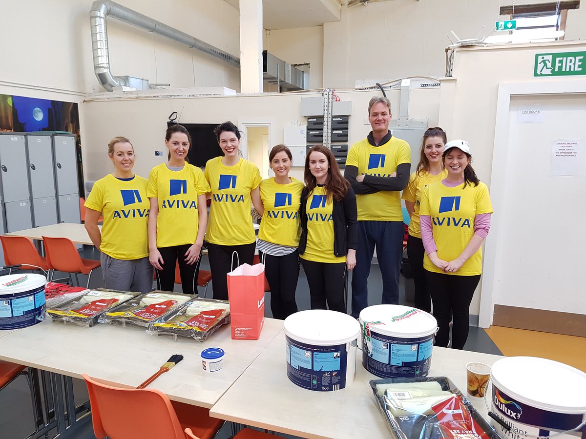 DepaulIreland's tweet photo. Our @AVIVAIRELAND team day volunteers are all set to paint one of our emergency homeless services today! #CSR https://t.co/lOtR10UhqJ