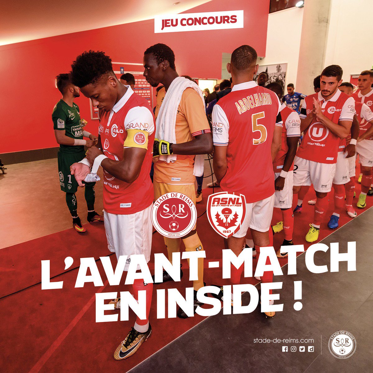 StadeDeReims's tweet photo. #JeuConcours Envie de vivre l'avant-match de #SDRASNL en #InsideSDR ? Ça se passe sur notre page facebook 👉 https://t.co/BKgntq2m5N 🔴⚪️ https://t.co/Ns0hdQWTfl