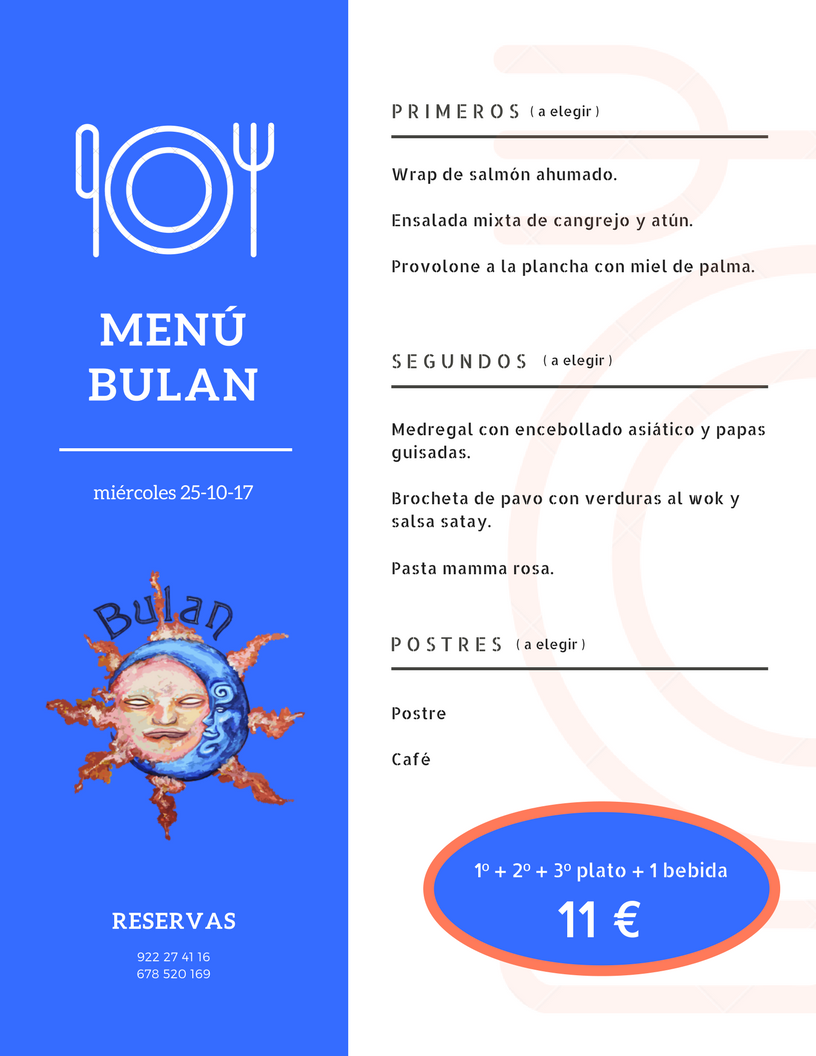 BulanTenerife's tweet photo. Ya estamos preparando nuestro #Menú diario. Qué vas a elegir hoy? @calledelanoria
@PaseandoxSC @Alertamenu #Bulan https://t.co/2w9kh80rwk