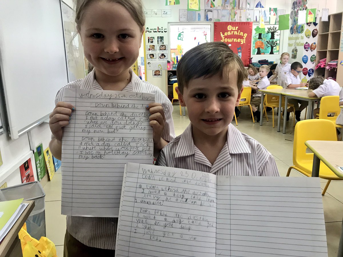 VHPS_Year2's tweet photo. Writing our own verses of #DownBehindTheDustbin by @MichaelRosenYes πβοΈ
#vhpsexcel #vhpsmagic https://t.co/6naVY3z9Dm