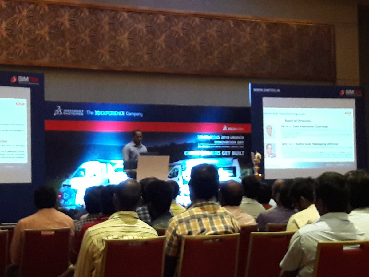 SIMTEKINDIA's tweet photo. Here gautham talking about their success story - kcp limited @SOLIDWORKSIndia #SWLAUNCH18 https://t.co/vcJRO56bWp