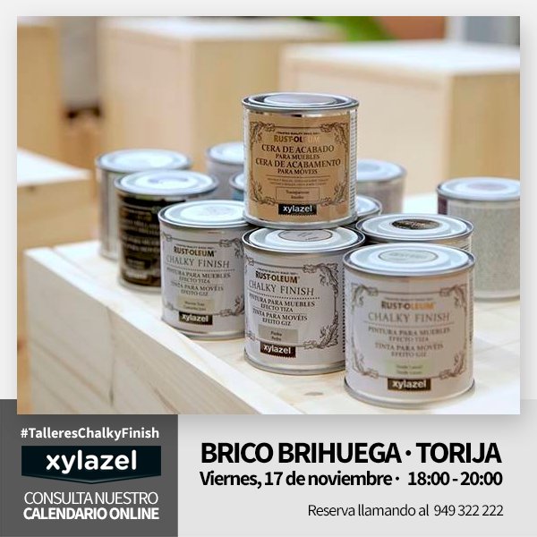xylazel_oficial's tweet photo. ¡Atención Guadalajara! 📢 Próximamente, Taller de Chalky Finish en Brico Brihuega, en Torija. ¿A qué esperas? Reserva ya tu plaza 📞🔜 https://t.co/UH4n5FQHEh