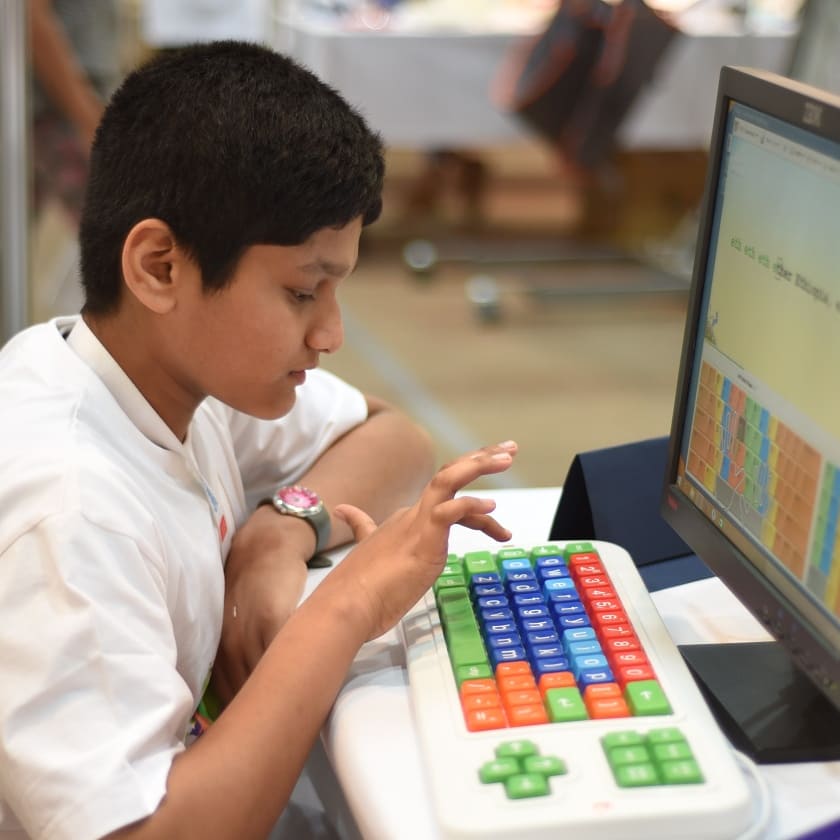 Adil using an adaptive keyboard to enhance his learning.
Transworld Group presents Al Noor Assistive TechX 2017
#IamATaware #ATechX17 #Dubai