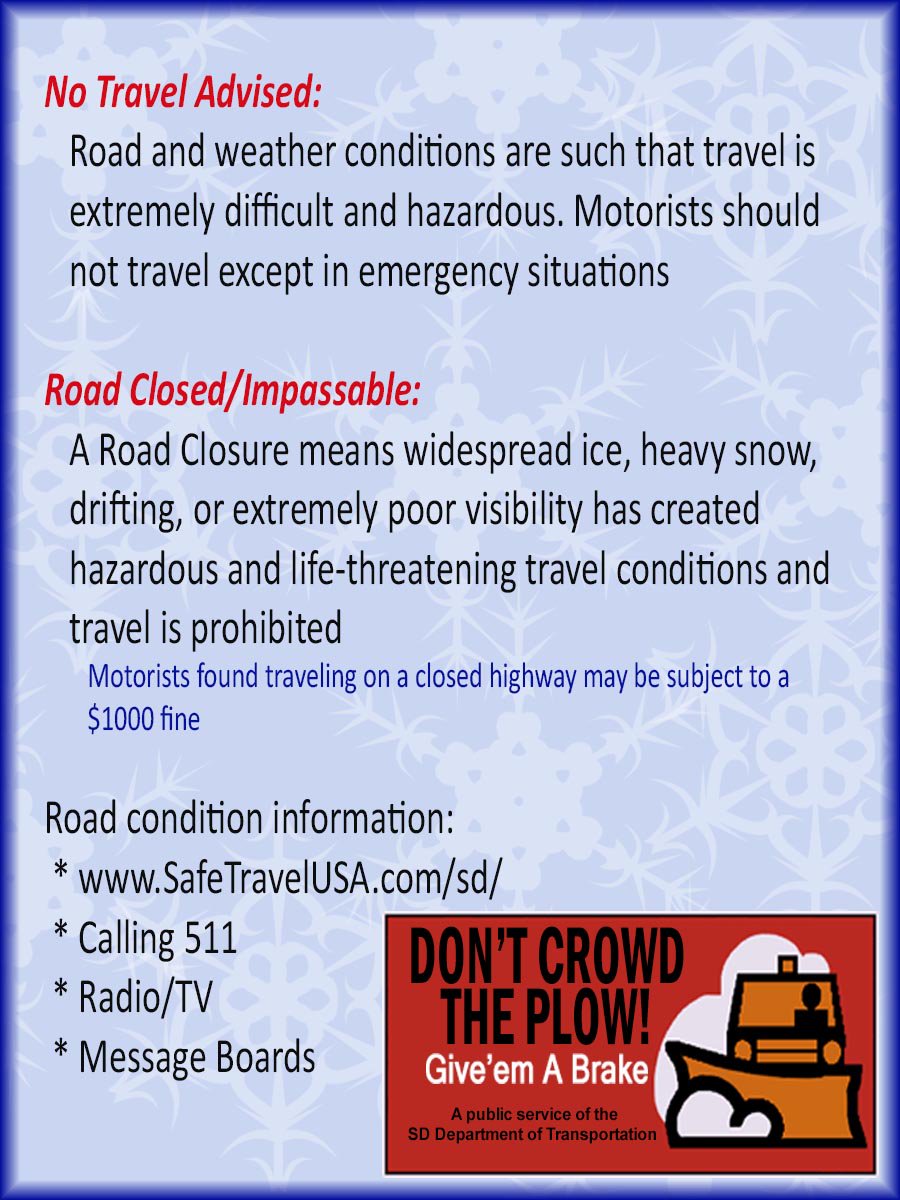 SouthDakotaDOT's tweet photo. Today is Winter Weather Preparedness Day. Be sure to know the terms for safe driving and know where to get information. https://t.co/5VgNnCQkBA