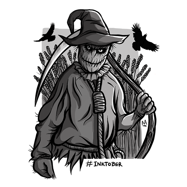 ChickenMon1981's tweet photo. Day 19 - #inktober. S - Scarecrow. https://t.co/j7LoZQyNNb