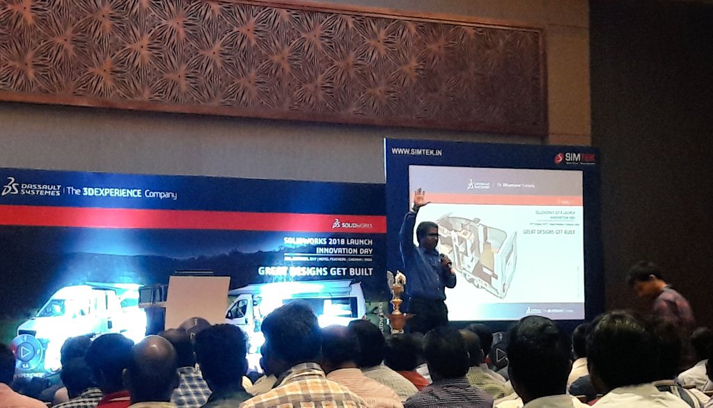 SIMTEKINDIA's tweet photo. Here we comes to final. Vote of thanks. #swlaunch18 @SOLIDWORKSIndia. https://t.co/MK9zQZOJIc
