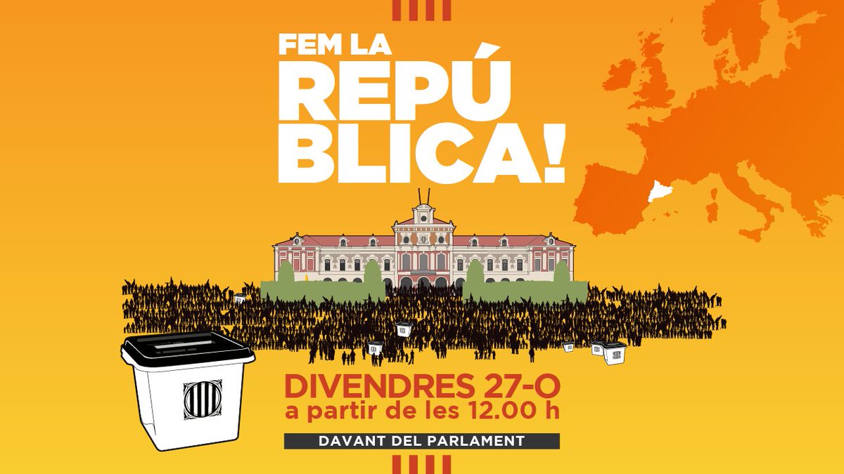 ANCCorbera's tweet photo. ATENCIÓ
📢TOTHOM AL PARLAMENT📢
📅 Divendres 
📍 Davant del Parlament 
🕛 12 h 
La República ens espera, i l'haurem de defensar!
#FemLaRepública https://t.co/3jeB9zbZQP