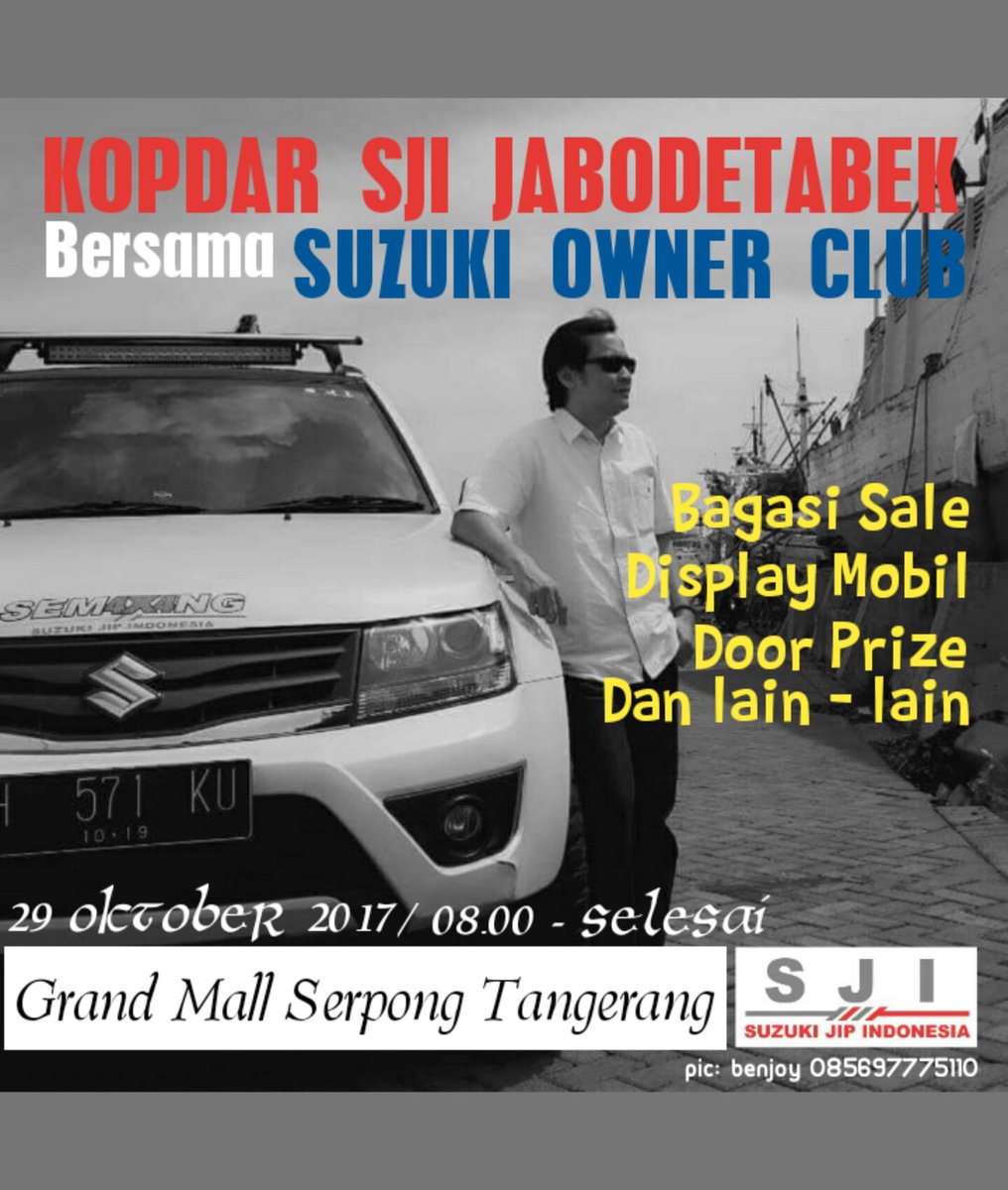 Kopdar SJI Jabodetabek bersama <a href="/SuzukiOwners/">Suzuki Owners Club</a> SOC di grand mall serpong Tangerang 29 oktober 2017 jam 08.00 - selesai.