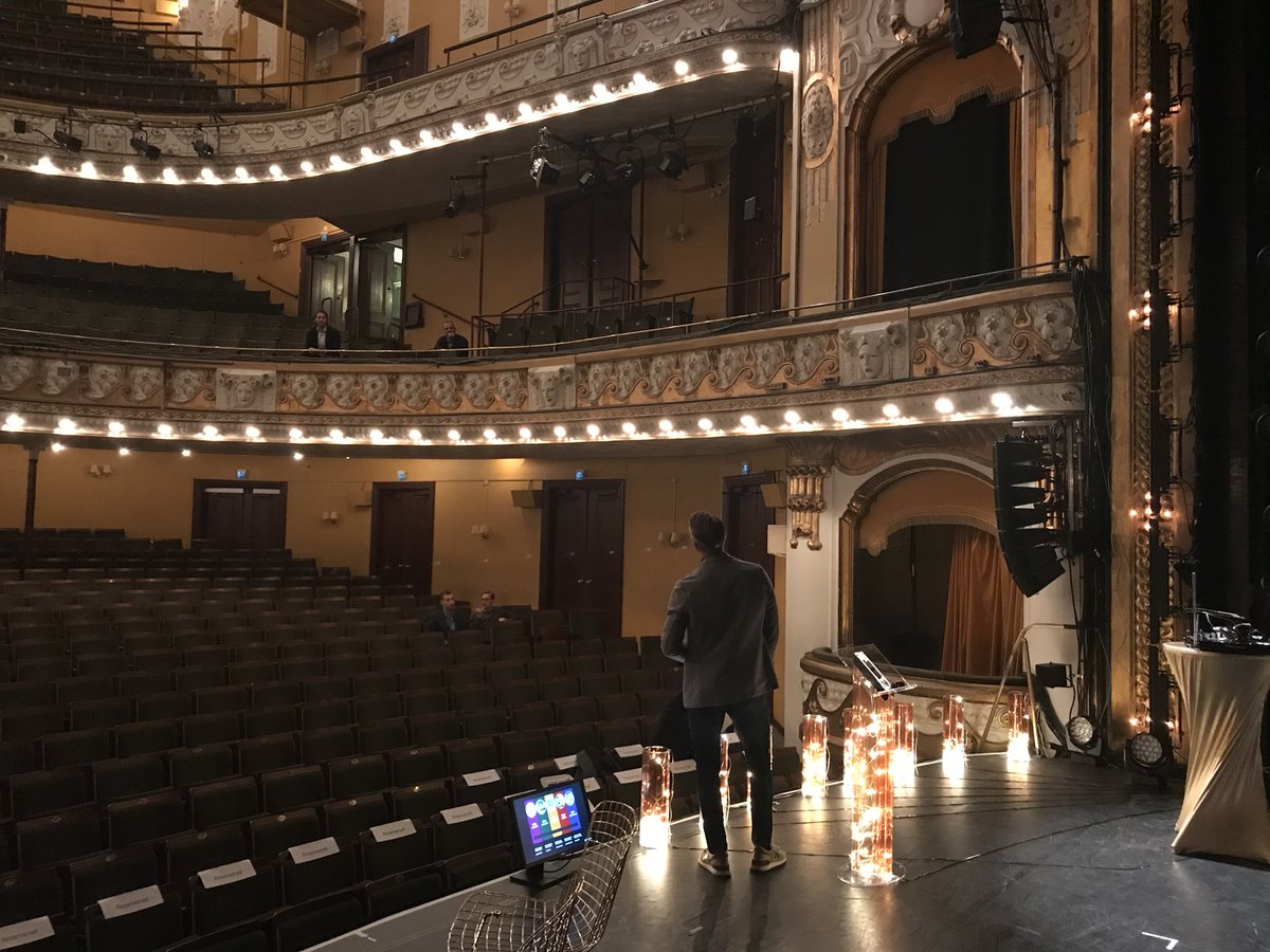 docjamesw's tweet photo. Speaking in this dope theater for #iabsweden. The scene where a bunch of advertisers learn about a hostile future. https://t.co/pDOBX3GOum