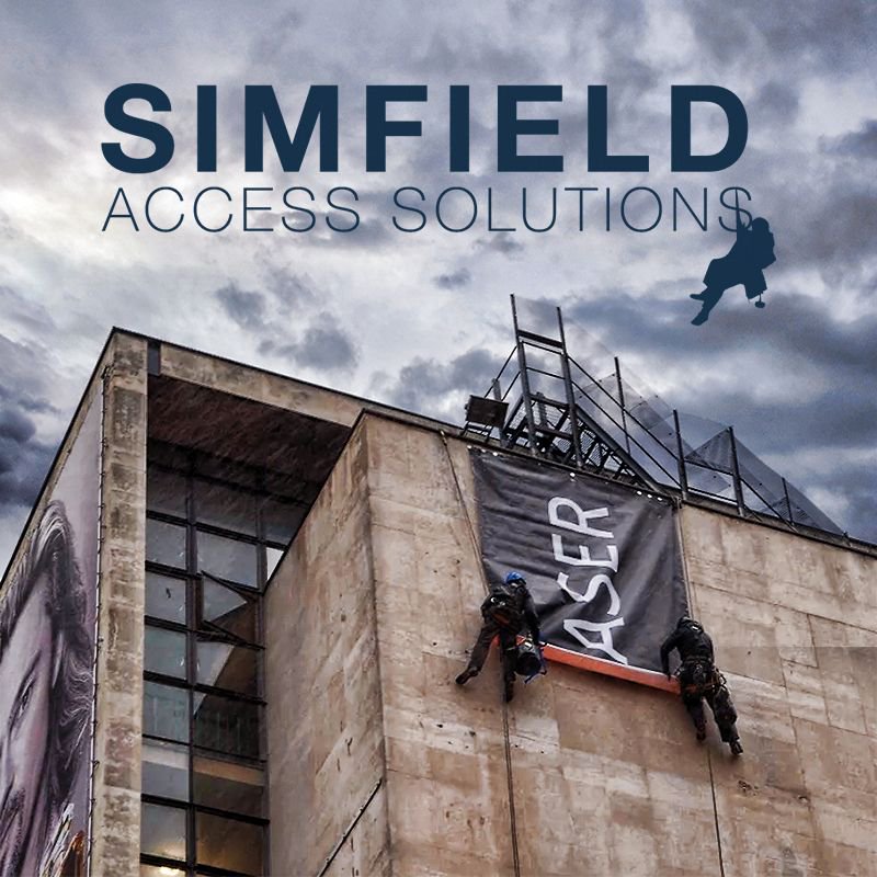 SimfieldAccess's tweet photo. Didn't know we could hang banners? Better head over to https://t.co/W4vVAJ0mVH and find out what we can do! #ropeaccess #highaccess https://t.co/2ykC1sF9A6