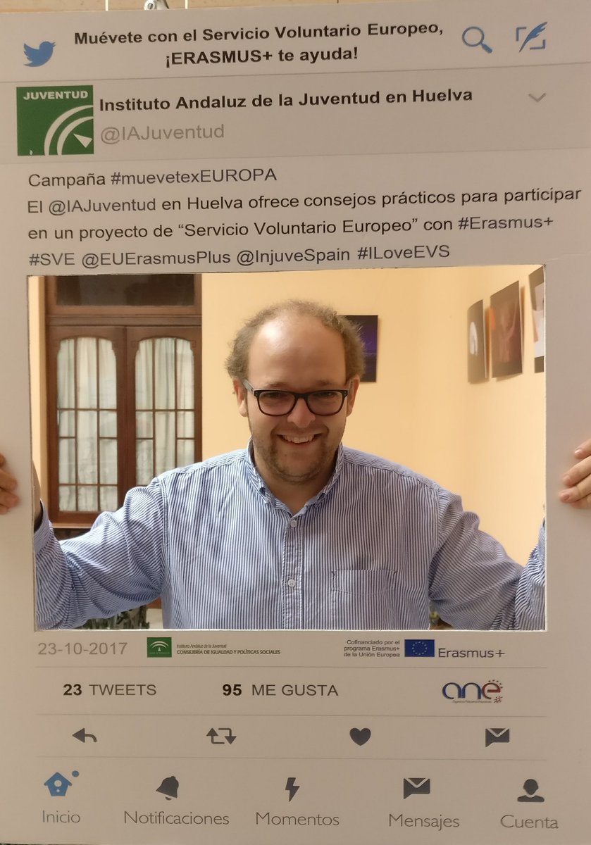 IAJuventud's tweet photo. Ponemos en marcha en Huelva la campaña #muevetexEUROPA: consejos para participar en proyectos #Erasmus+ #SVE  🇪🇺https://t.co/ReKCz49Lc9 https://t.co/Dh8GmLIXMi