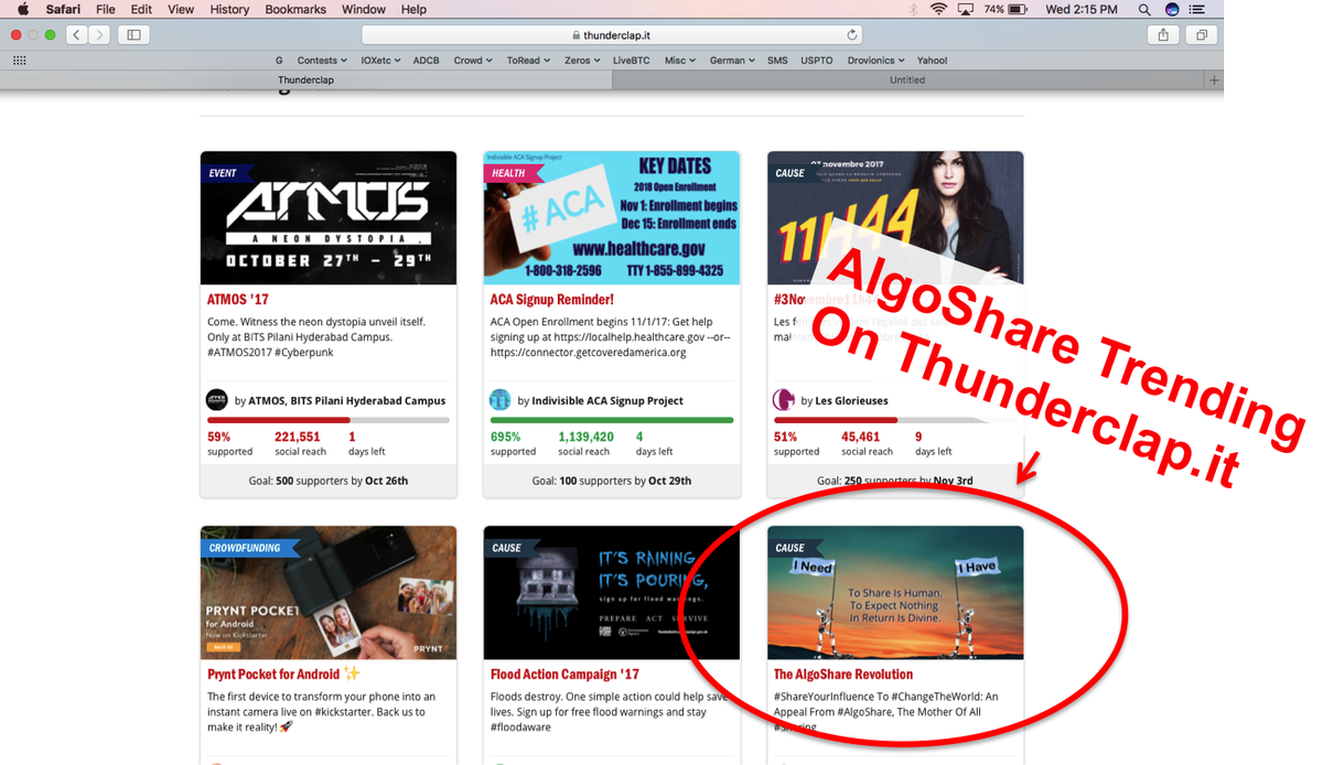 AlgoShare's tweet photo. #AlgoShare #ShareYourInfluence To #ChangeTheWorld Campaign Trends On @ThunderclapIt. Thank you supporters. https://t.co/hlJTELr8A0 https://t.co/NJ0zQJJQAL