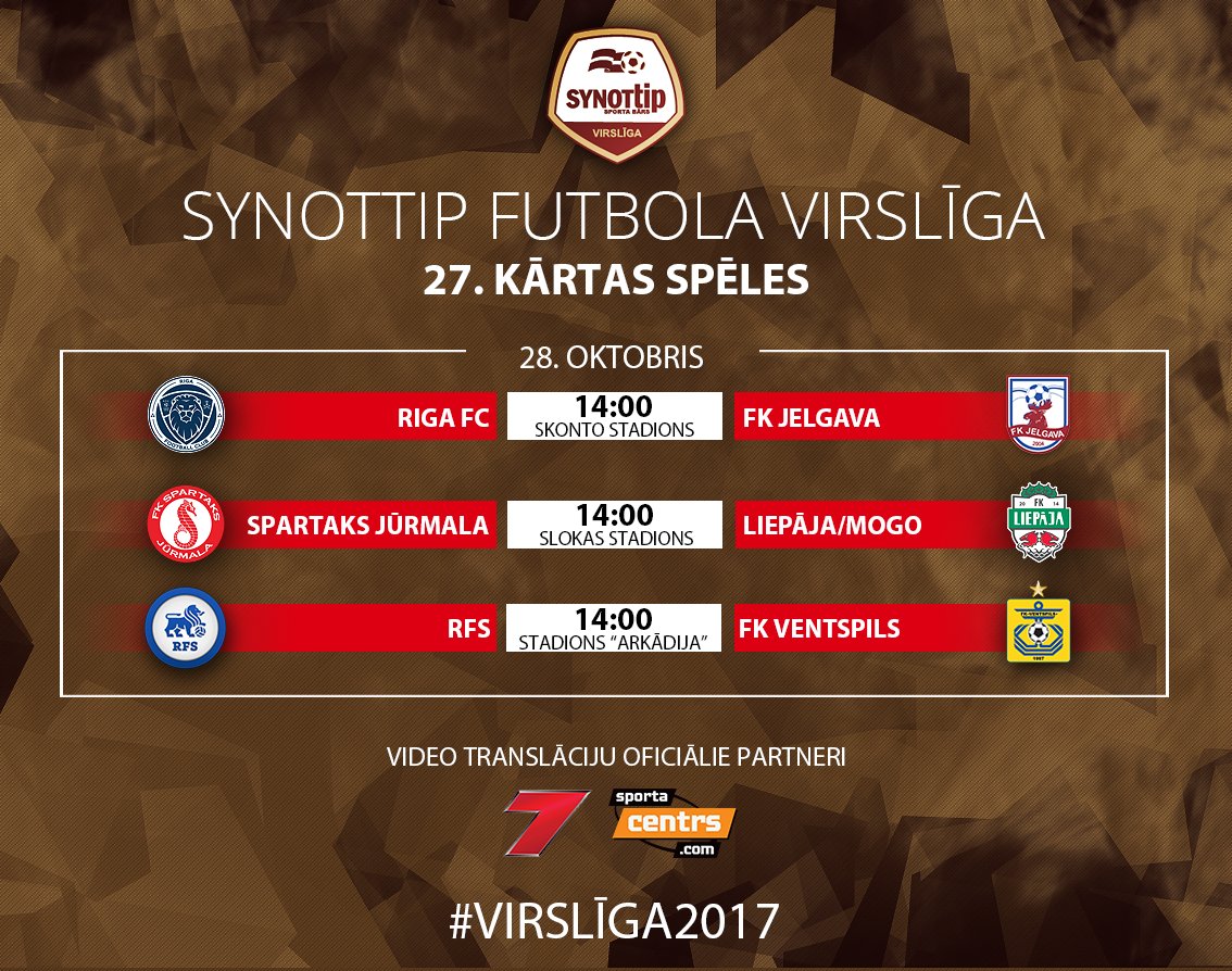 SynotTip futbola Virslīgas priekšpēdējā - 27. spēļu kārta jau šo sestdien! Vai <a href="/fkspartaks/">FK Spartaks Jūrmala</a> izdosies nosargāt čempionu titulu šajā kārtā?