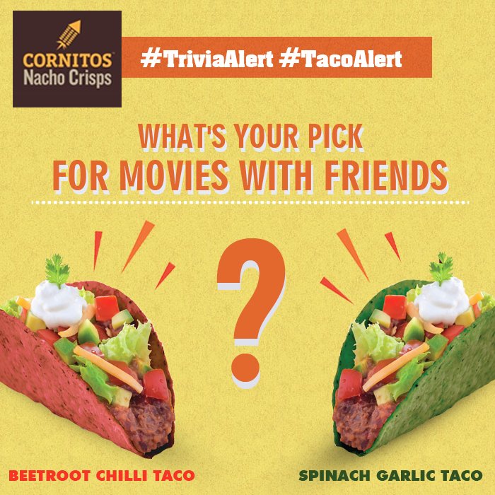 cornitos's tweet photo. #TriviaAlert #TacoAlert
What's your pick for movies with friends?
#Like #Share #Comment #Tag https://t.co/3w4BNPmBV6