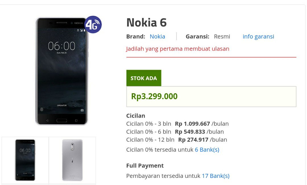 GadgetGaul's tweet image. Yak, Nokia 6 udah tersedia di Erafone. Harga resminya sesuai prediksi kemarin yaa. Harus berjuang keras lawan Mi A1 &amp;amp; G5s Plus nih :))