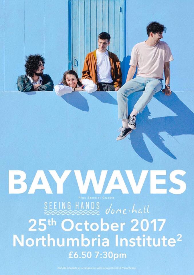 Set times <a href="/NI_Institute/">Northumbria Live</a> 2 tonight. Doors 7, <a href="/domehallmusic/">dome hall</a> 7:30-8, Seeing Hands 8:15-8:45, <a href="/joinBaywaves/">BAYWAVES</a> 9+ Get down early! X x