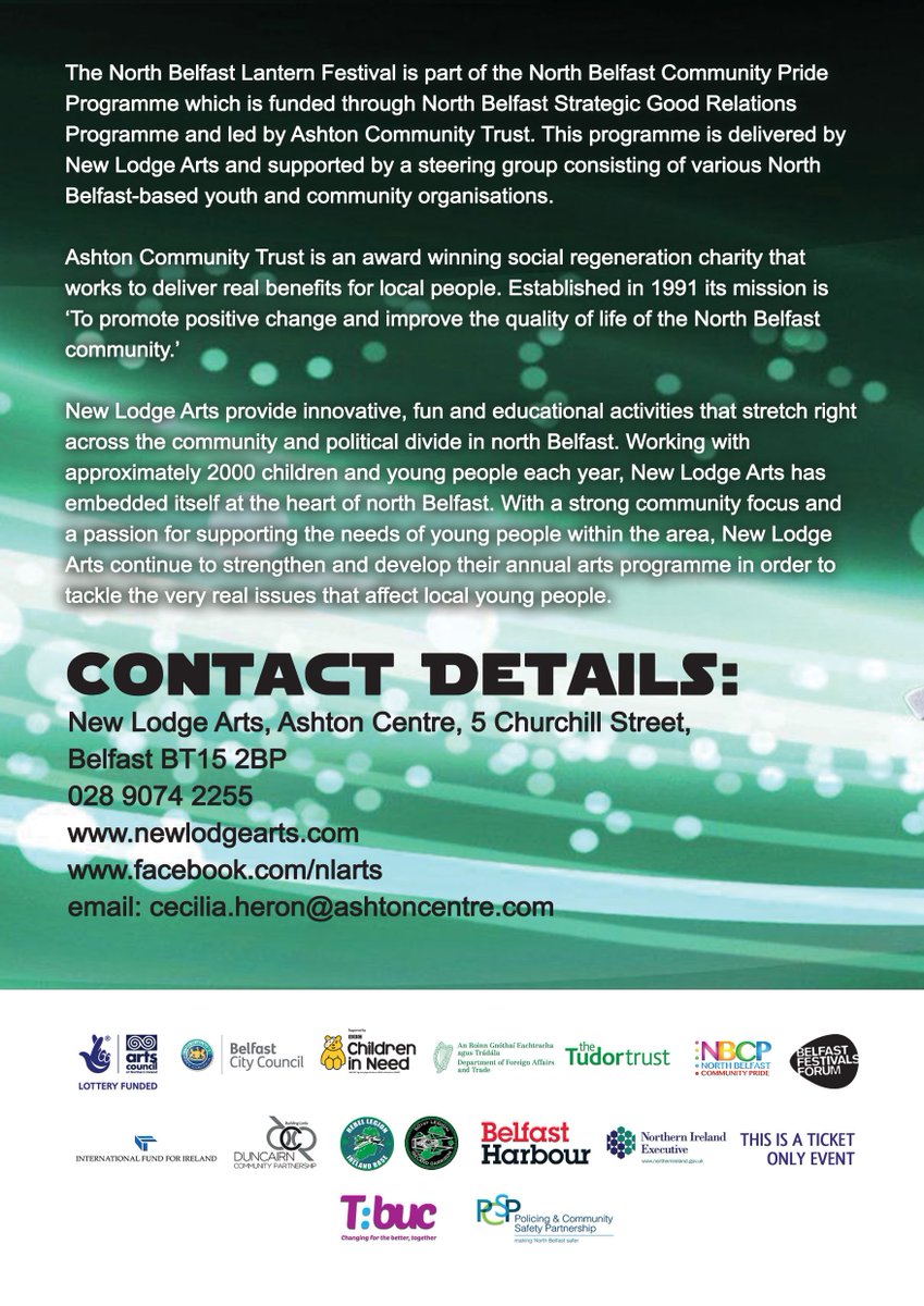 ashtoncommtrust's tweet image. Details about parade times, fireworks cinema &amp;amp; access points for North Belfast Lantern Parade in Alexandra Park here bit.ly/2zBZKxm