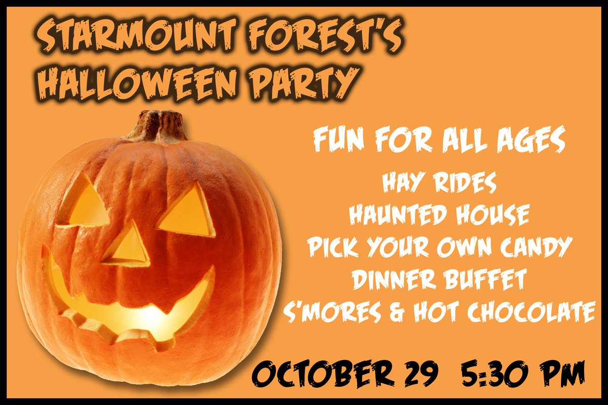 StarmountForest's tweet photo. Get ready! This Sunday is our annual Haunted House and Halloween Party. It is sure to be a SCREAM!!! https://t.co/OcjEFcTkXi