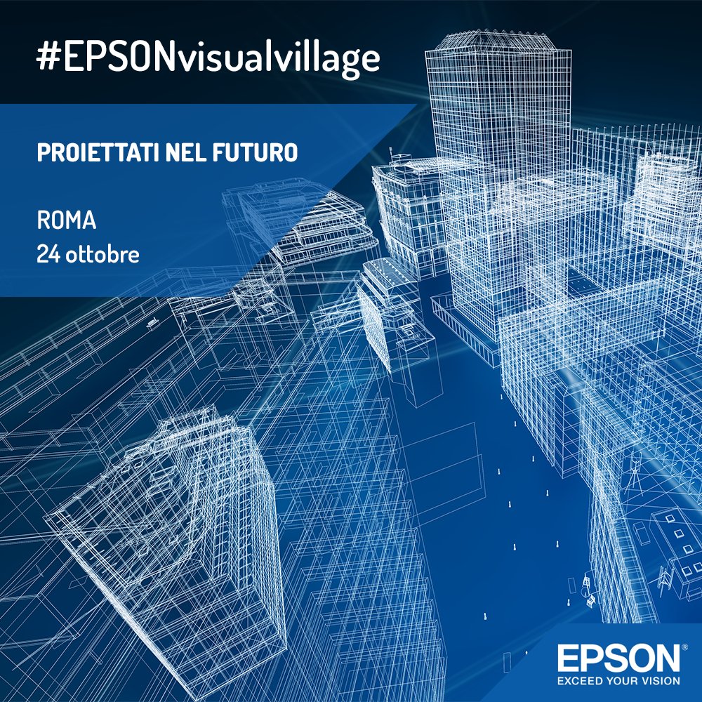 EpsonItalia's tweet photo. #EpsonVisualVillage domani 1a tappa: appuntamento con la videoproiezione Epson! https://t.co/5Th8CXGWoA
 
⌚ 10-17
📍 Rome Marriott Park Hotel https://t.co/Rl5XyGMUJg
