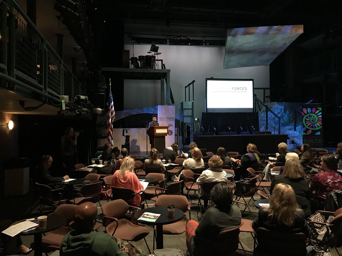 CultureBuildsFL's tweet photo. @NEAJaneChu addresses the crowd at #creativeforcesfl at @StrazCenter https://t.co/kJKOastA0l
