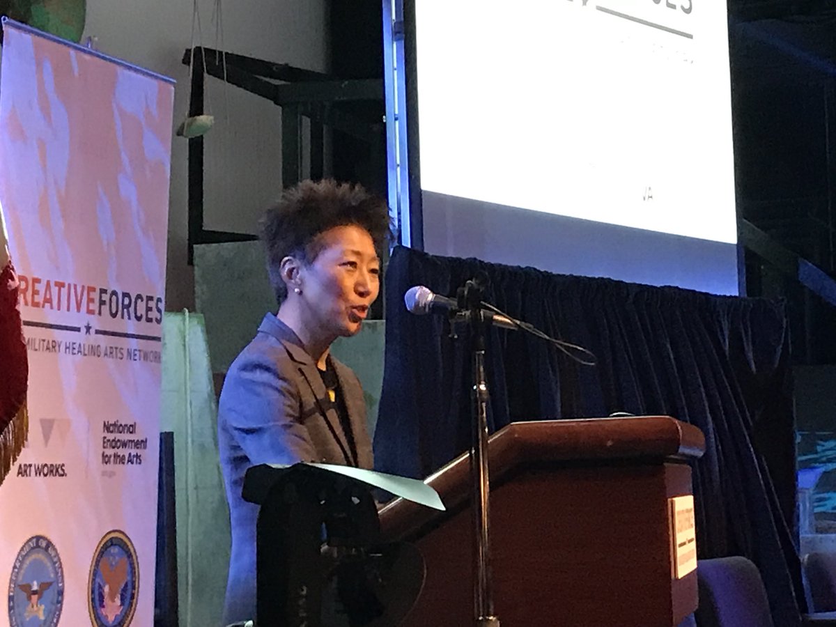 CultureBuildsFL's tweet photo. @NEAJaneChu addresses the crowd at #creativeforcesfl at @StrazCenter https://t.co/kJKOastA0l