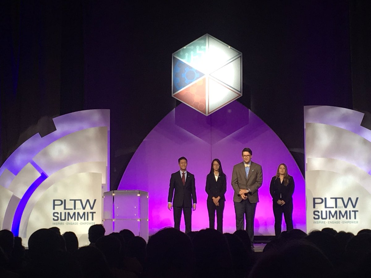 CTEwithAngie's tweet photo. Congratulations Timber Creek HS PLTW students. Thank you for sharing an overview of your projects with us! #PLTWSummit https://t.co/xHQgexbuqg