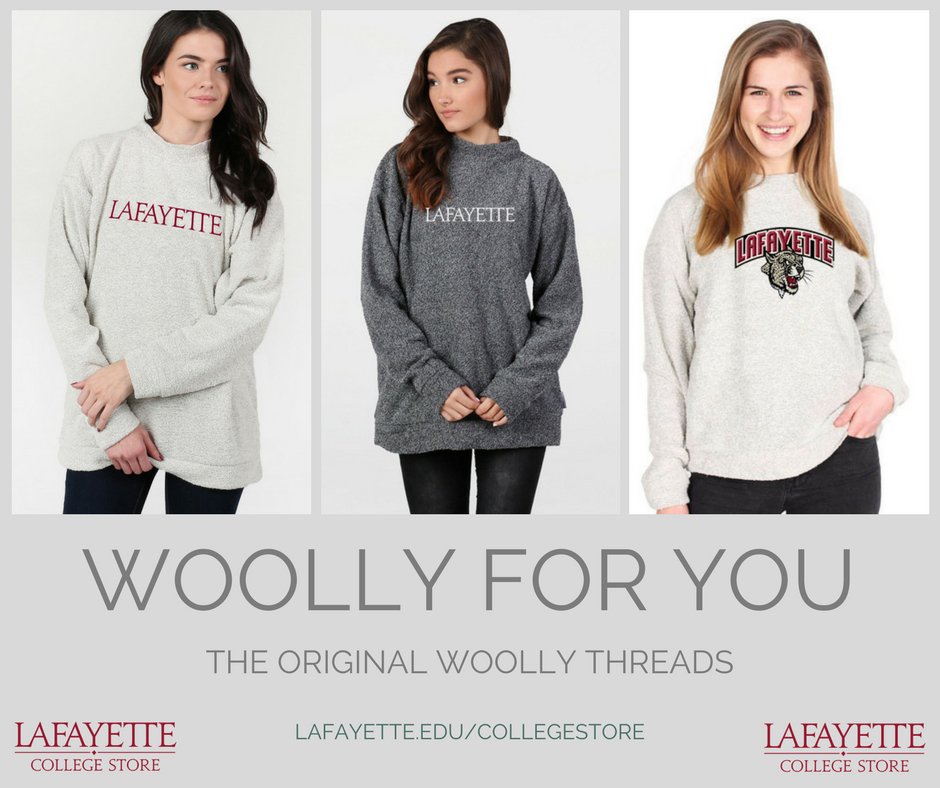 LafColStore's tweet photo. With cooler weather coming, you'll need something cozy and comfy to wear around #LafCol Campus #WoollyThreads #TheOriginalWoolly https://t.co/4ZLaDx9bNY