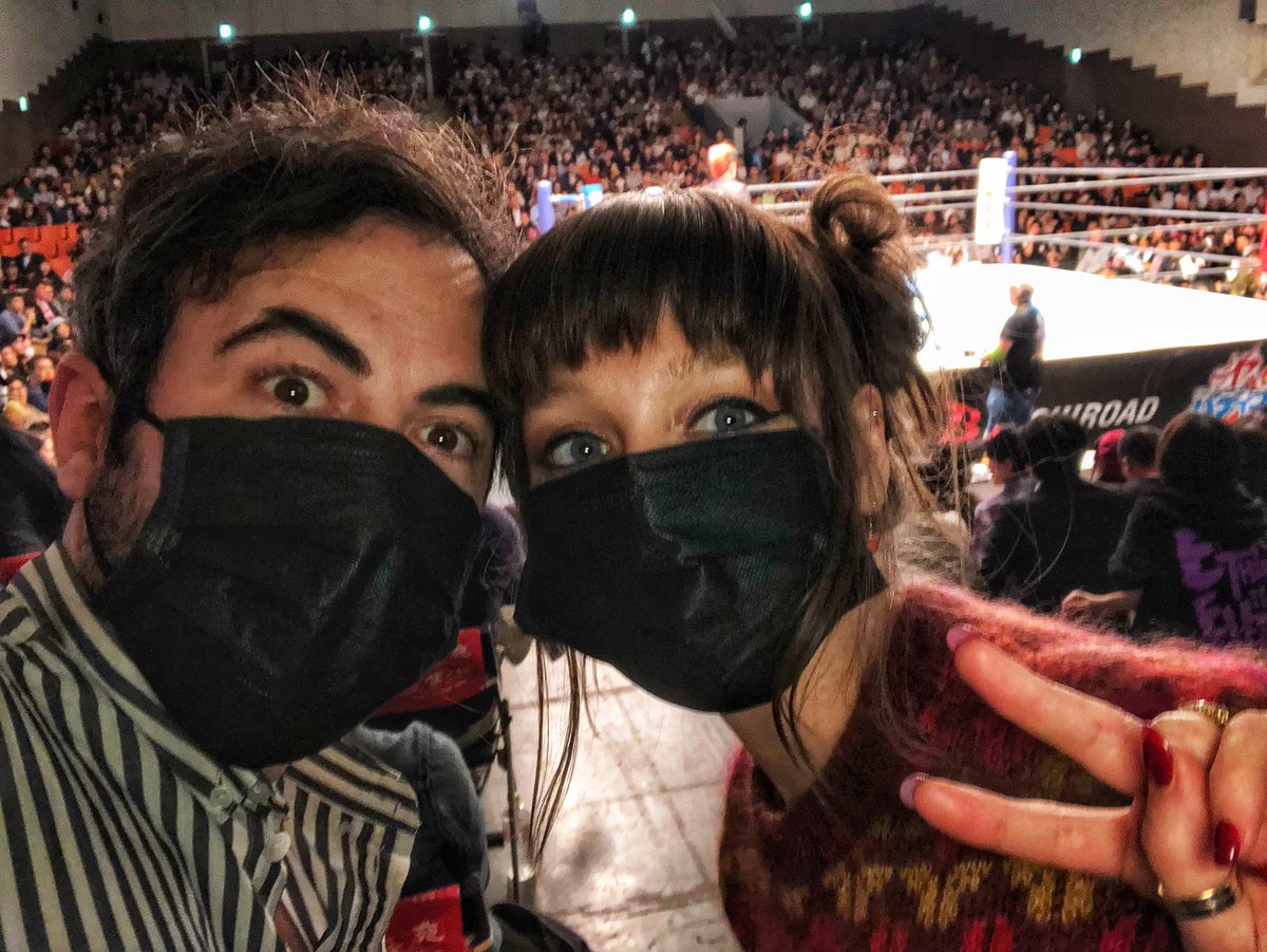 SamuelWinston9's tweet photo. Last night of our honeymoon in Japan. Amazing NJPW show. Now off to do karaoke! @CyrusOverHuge @KillingTheTown @njpwglobal @KennyOmegamanX https://t.co/f1PualhUjo
