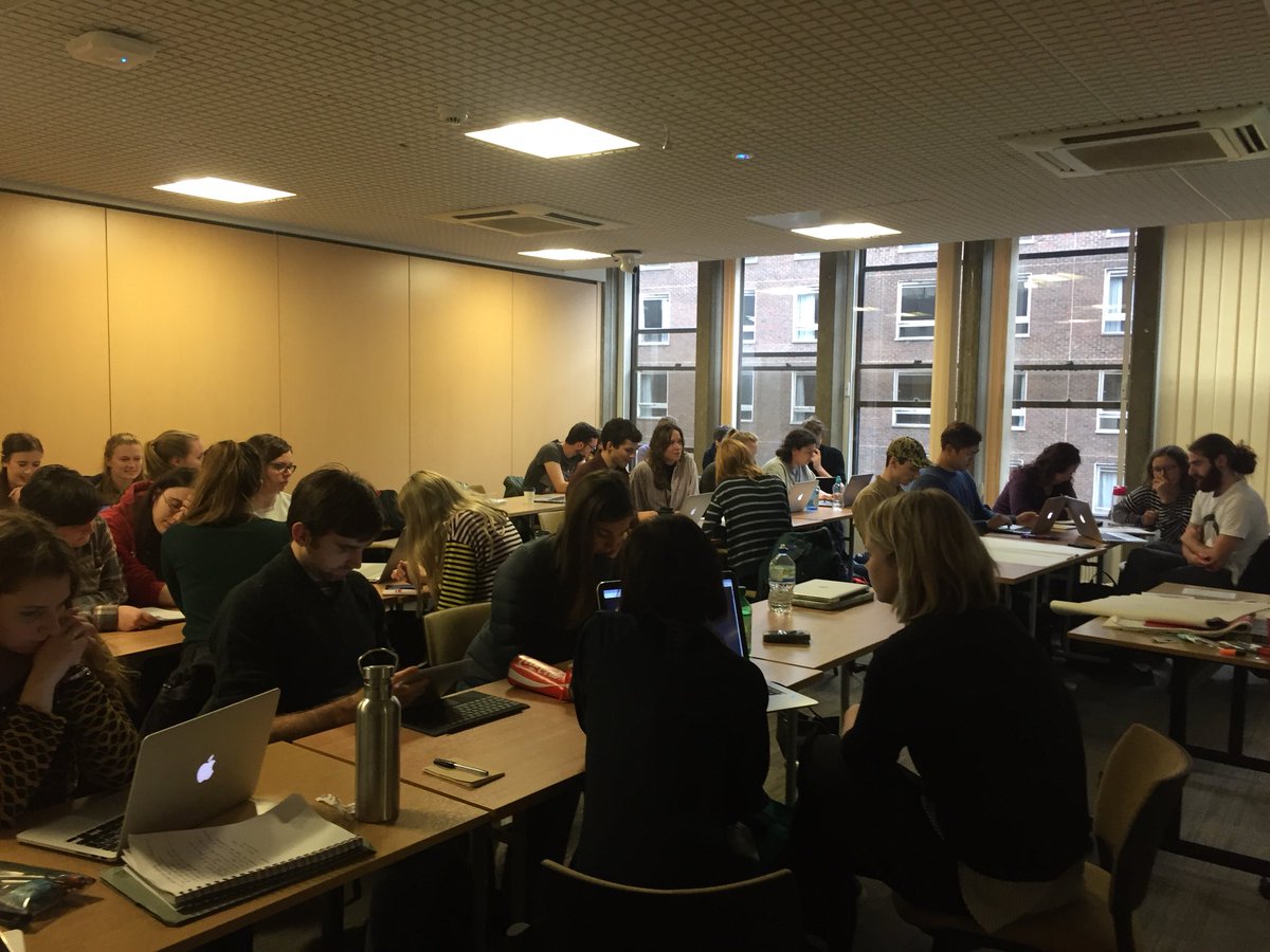 ProfKateJones's tweet photo. My awesome @MResBEC students - the task - work out abstract from paper, &amp; a make graphical &amp; tweetable abstract - go! #deepthought #panic https://t.co/sSBR9bFUBg