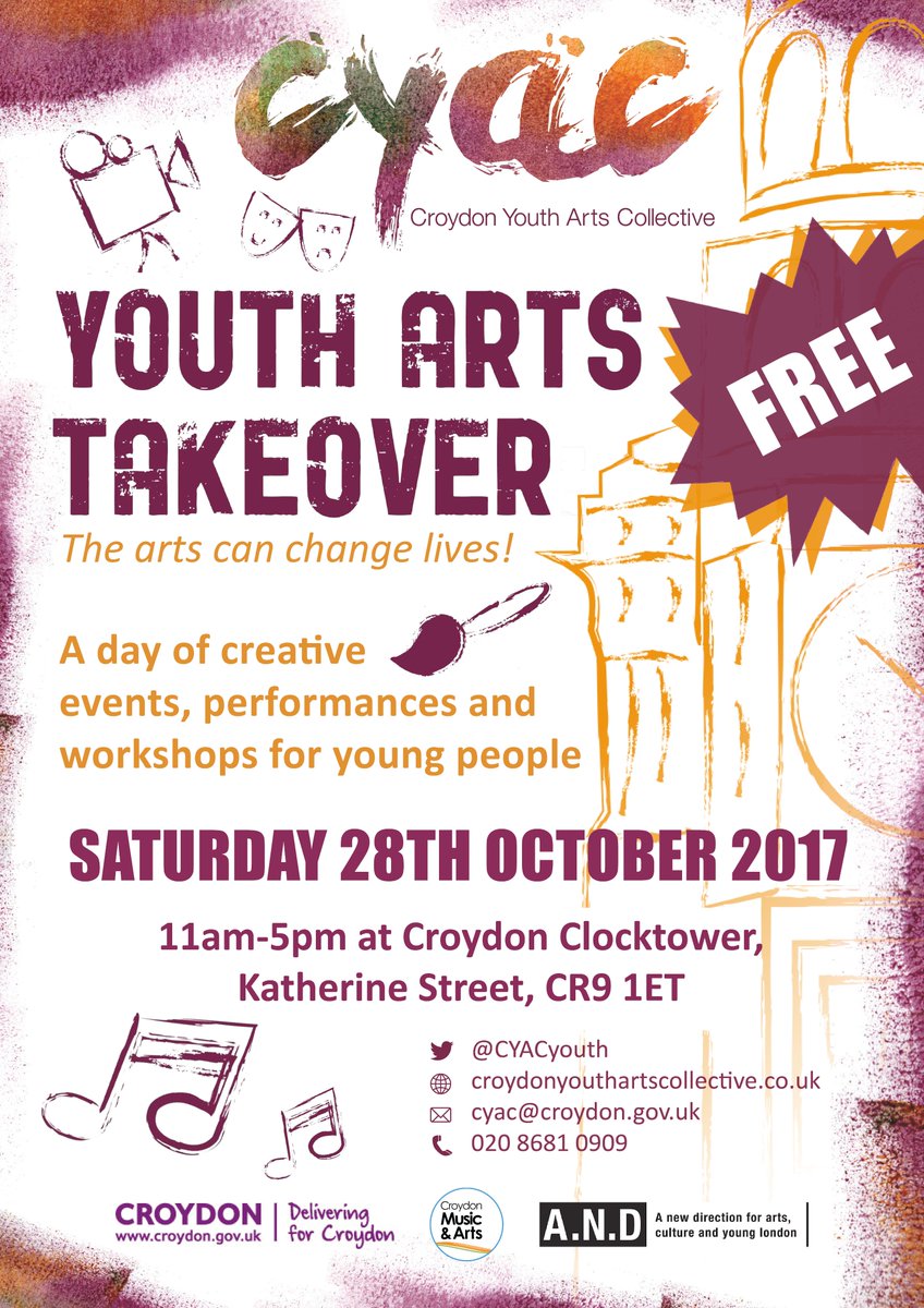 CYACyouth's tweet photo. So excited to share our full programme for 28 Oct #youthartstakeover with you. https://t.co/3xhmxABLQt Join us &amp; the amazing orgs involved! https://t.co/1m8MoH06Fl