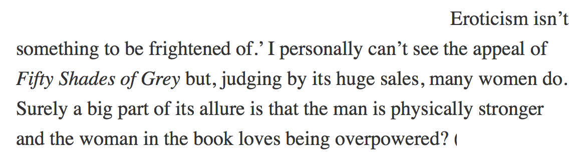 jk_rowling's tweet photo. Top tip: when arguing that women love being abused really, cite an example of erotica where nobody spends 3 whole books negotiating consent. https://t.co/qZGc5YA2TI