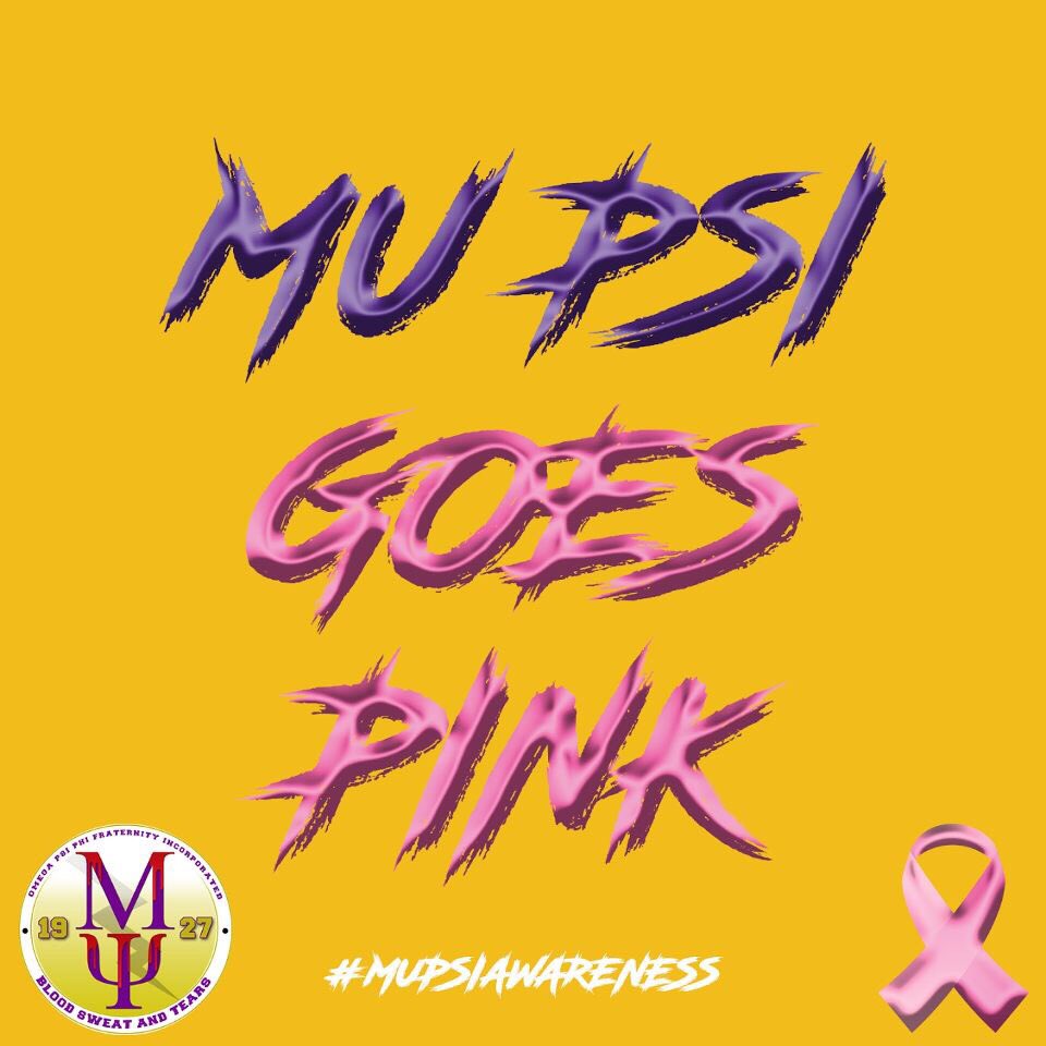 B2daJay's tweet photo. Thursday Oct 26, Mu Psi will be wearing pink to spread awareness of breast cancer join us at this event and wear your pink! #MuPsiAwareness https://t.co/Lp8xXvOTfV