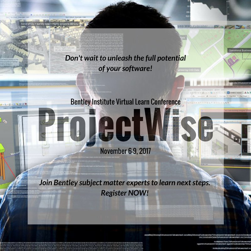 Want to learn more about us? Join us for our #ProjectWise Virtual Conference November 6th-9th. Register here: bit.ly/2xZN2as